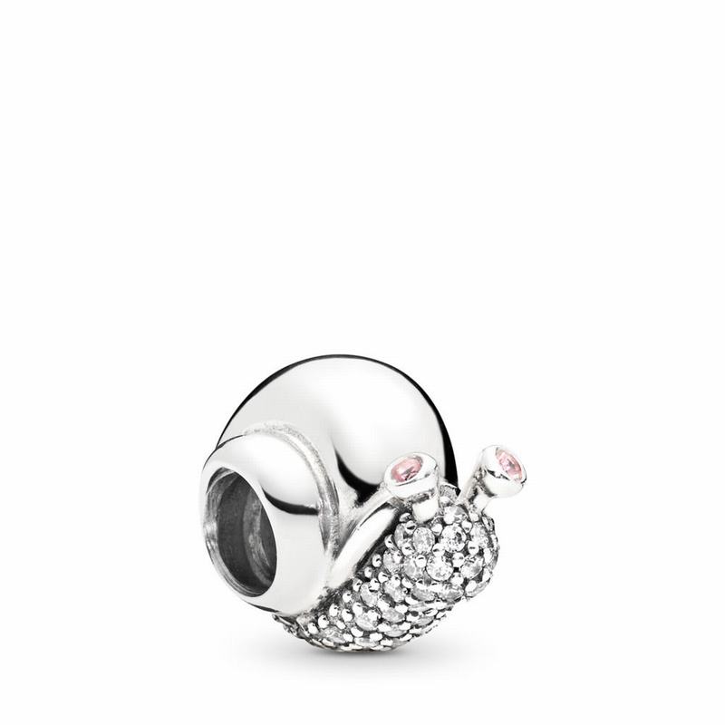 Pandora Sparkling Snail Charm - Sterling Silver/Pink/Mixed Stones/Cubic Zirconia - Canada | KH1467EX